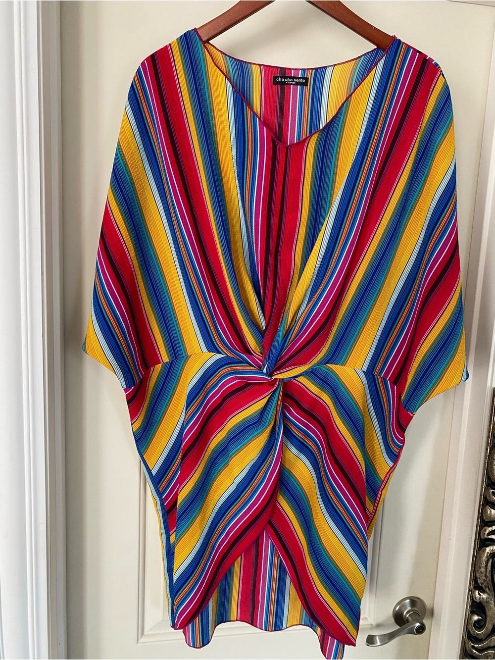 cha cha vente Multicolor Stripe Knot-Front Tunic